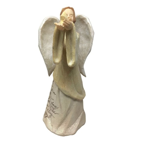 2002 Enesco Foundations Glitter Angel Figurine Holding Star - Picture 3 of 9